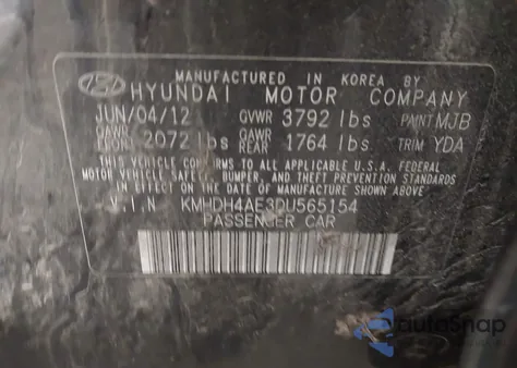 2013 Hyundai Elantra Gls z USA, uszkodzony, nr VIN KMHDH4AE3DU565154